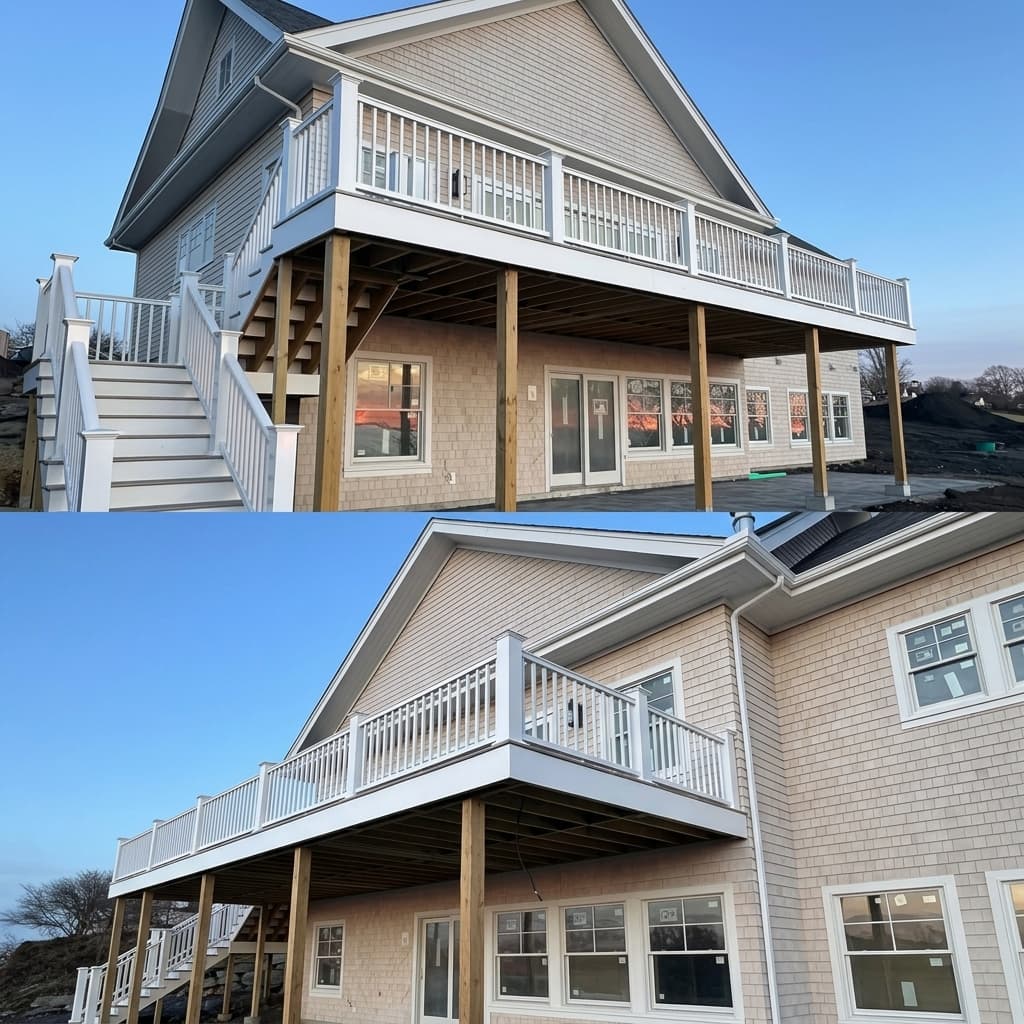 Custom Trex composite deck installation in Cape Cod MA by JPA Construction